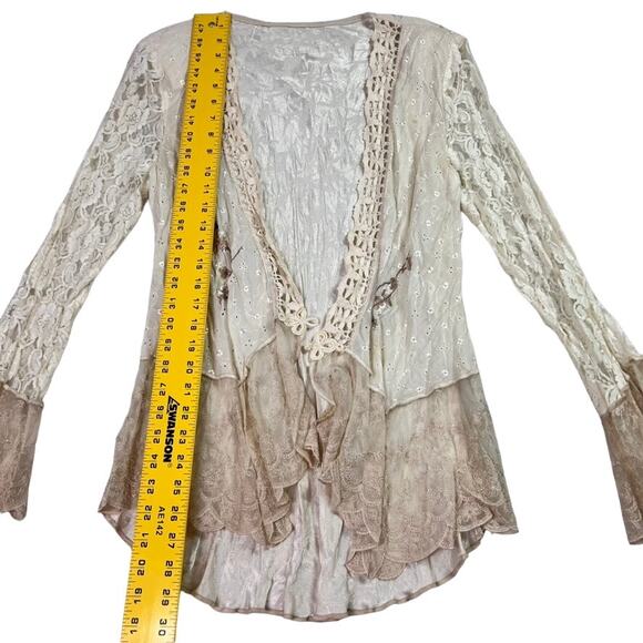 Cardigan Women 6 Cream Lace Mix Media Embroidered  Vintage Victorian - Picture 7 of 15